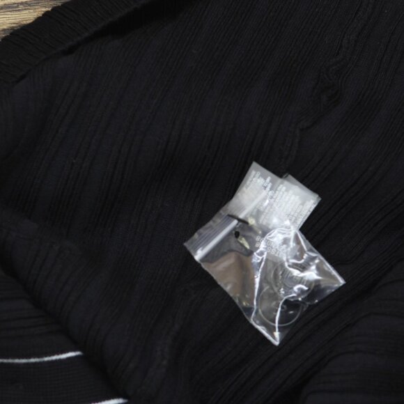 NWT Karl Lagerfeld Lace-Trim Cardigan Button Up Sweater Black Soft White XS - Picture 9 of 9